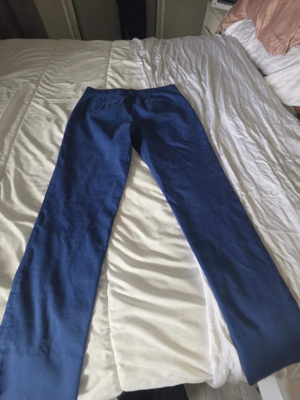 Tory Burch Woman's Dark Blue Slacks with Branded Waist Label